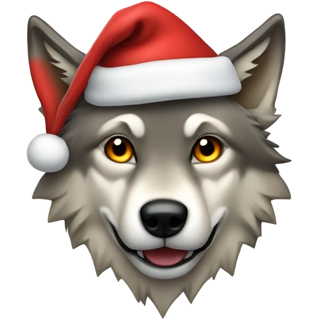 wolf in a santa hat emoji