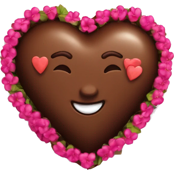 Heart shaped box of chocolate with a lei around it emoji