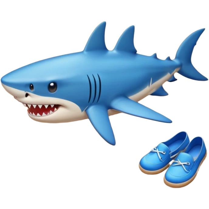 shark with blue shoes on sand by ocean emoji