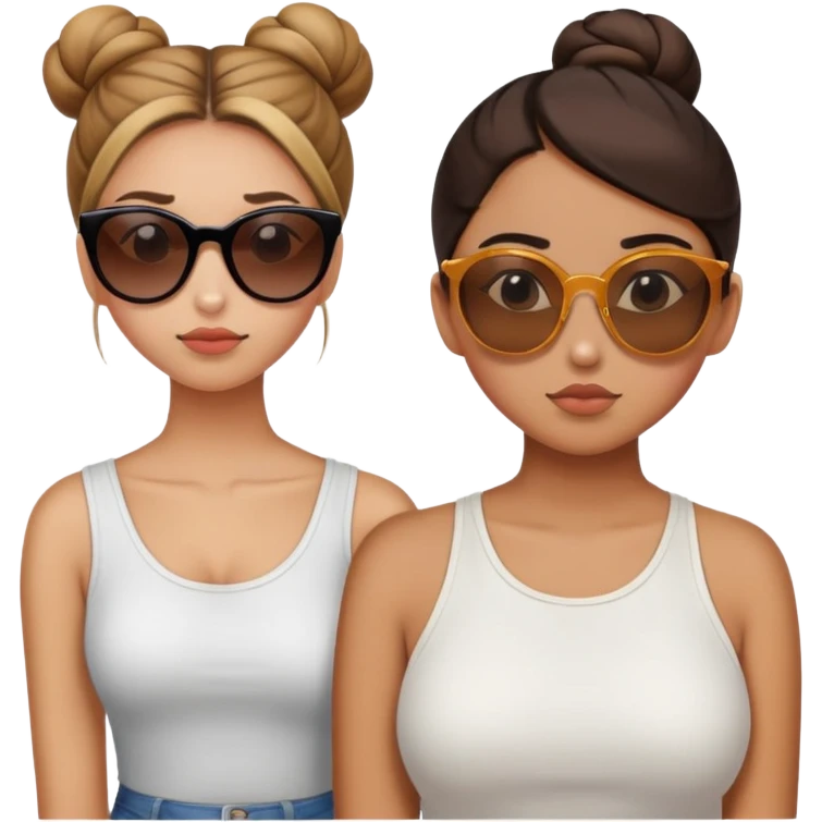 girl with bun with sunglasses cheating on girlfriend emoji
