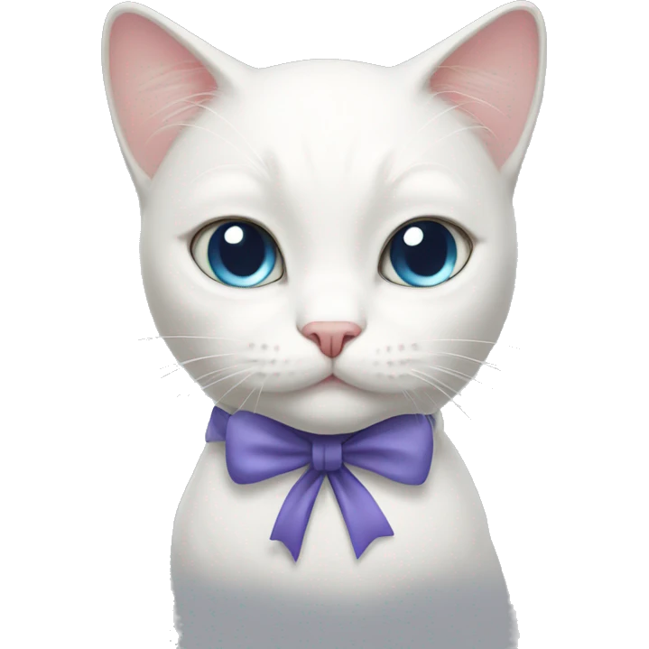 White Cat with a bow  emoji