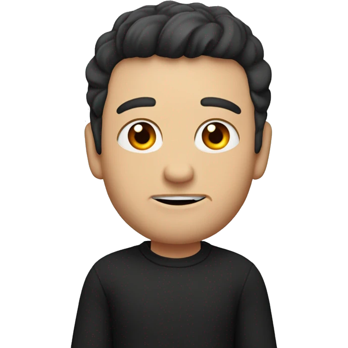 a white serious man with his right arm raised in the air, bent at the elbow, wearing a black sweatshirt with a red dragon, dark hair emoji
