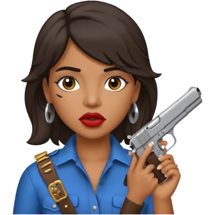 latina with mullet putting gun in her mouth emoji