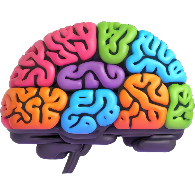 brain with connected ideas, brainstorming app logo emoji