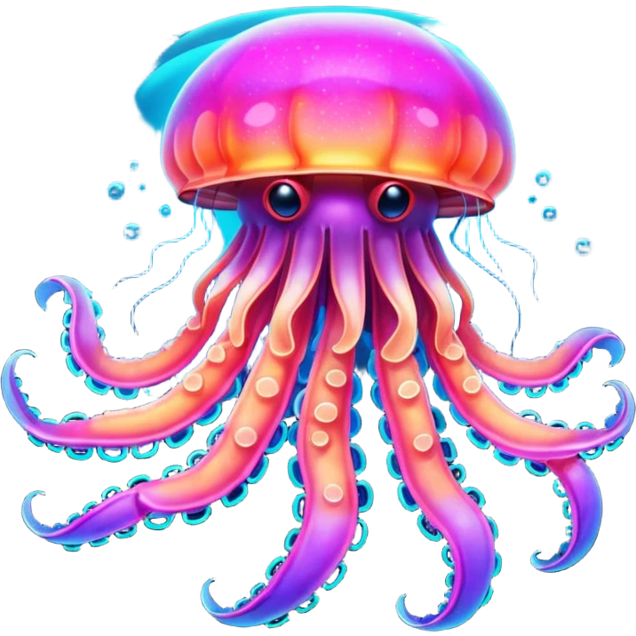 Neon glowing jellyfish-crab-squi emoji