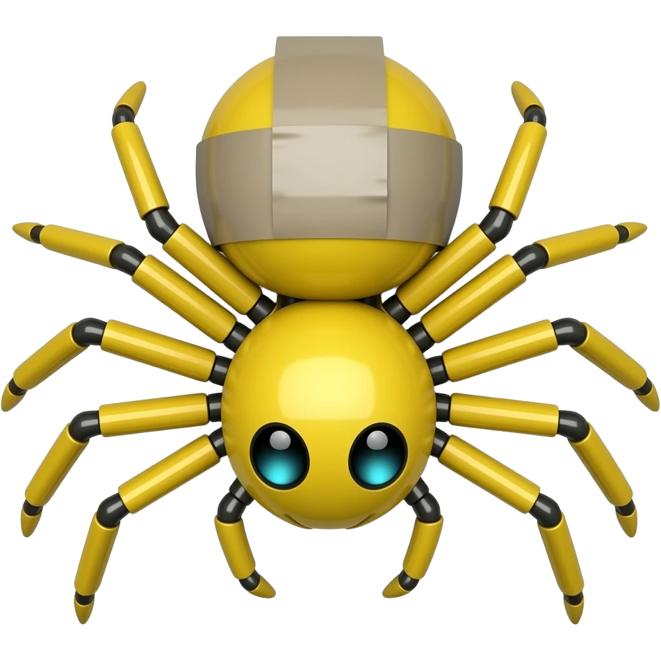yellow Robot spider with a roll of duct tape top view emoji