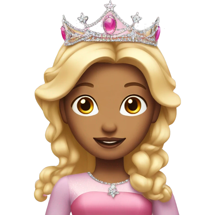 princess with blonde & pink hair with sparkling pink tiara emoji