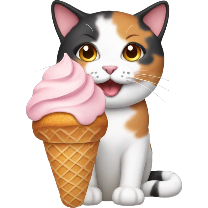 calico cat with icecream  emoji