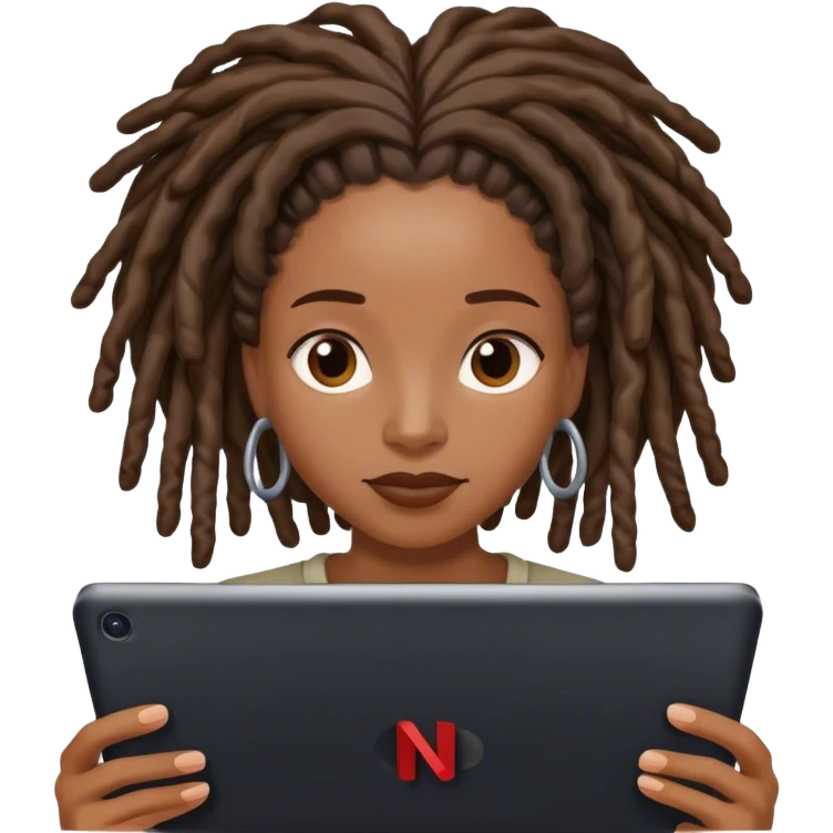 Black woman with locs watching Netflix  emoji