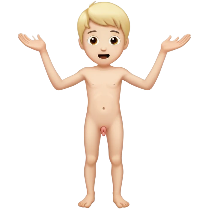 A naked twelve-year-old boy shows everyone his uncircumcised penis in an excited state  emoji