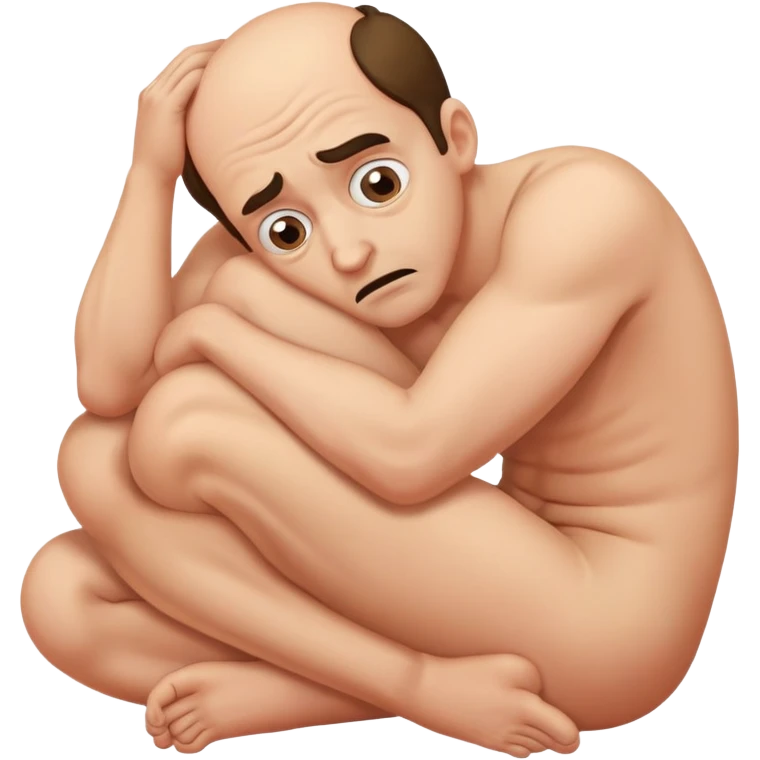 Scared man sitting curled up on himself emoji