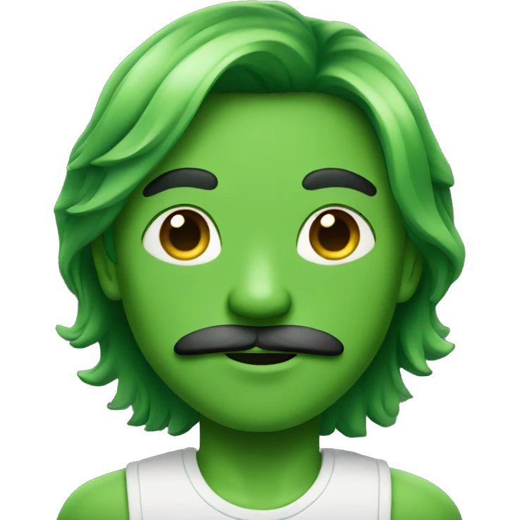 boy green skin with moustache and long hair emoji