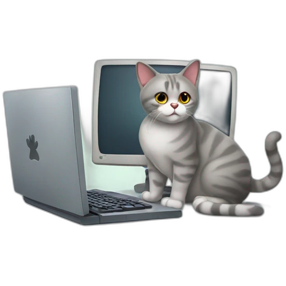 british cat and computer emoji