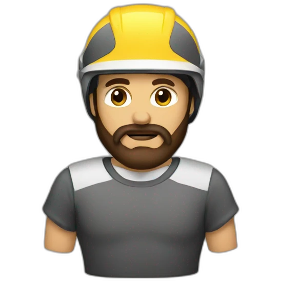 man with a brown beard and a helmet emoji