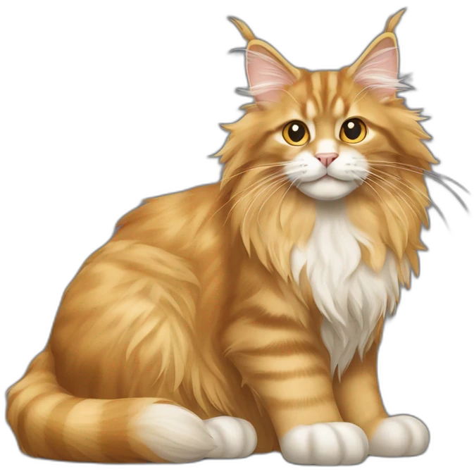golden maine coon cat with golden nose and white front paws emoji