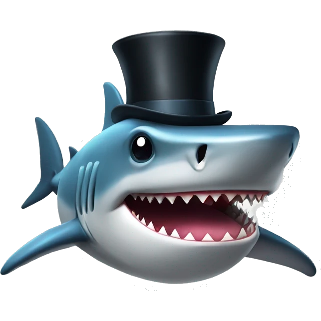 Shark with a top hat emoji