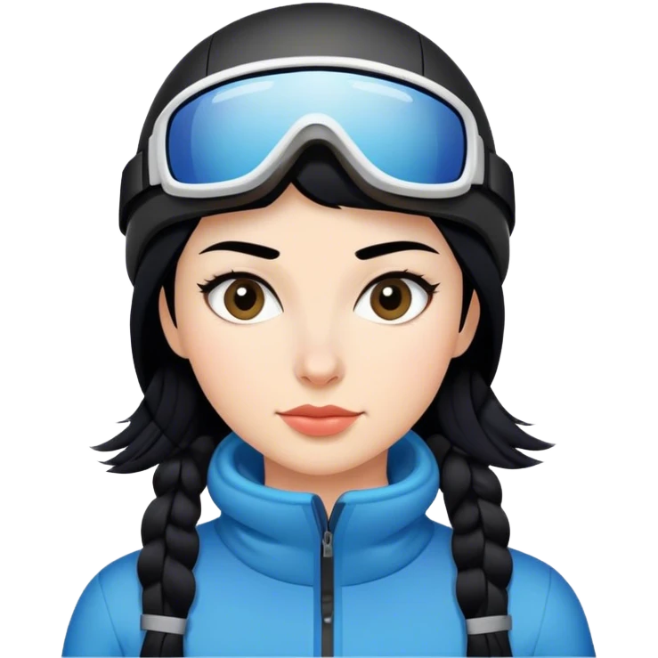 Ski woman black hair no makeup emoji