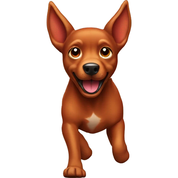 solid red dog with pointed ears running emoji