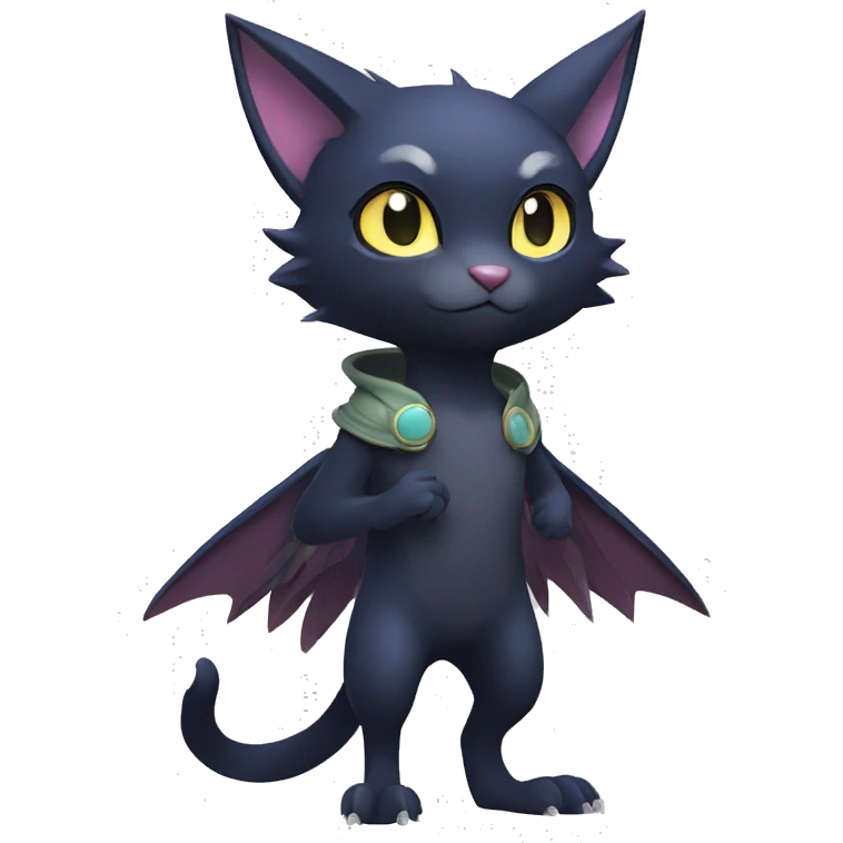 Cool Anthro Black Noibat-Quilava-Cat-Pokémon Full Body emoji