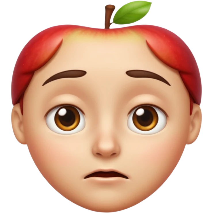  Apple emoji style, high clarity slightly widened eyes, subtle tension around eyes, small tight curved-down mouth, eyebrows raised inward, expression of quiet worry emoji