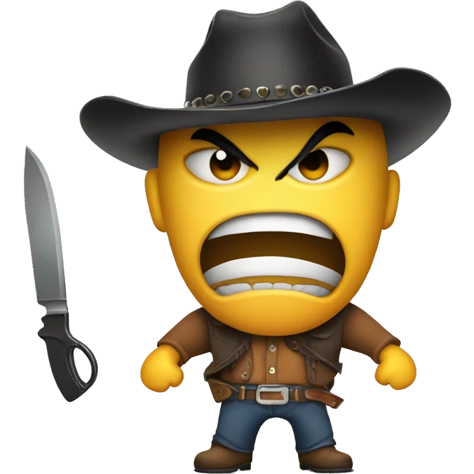 Angry face with cowboy hat and knife emoji