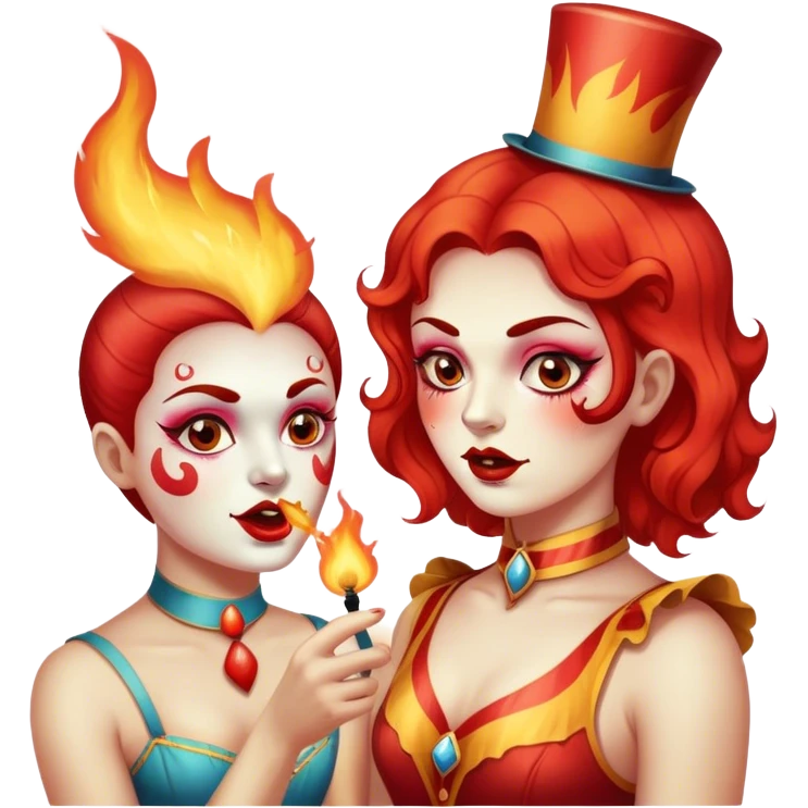Vintage circus performer spitting fire emoji