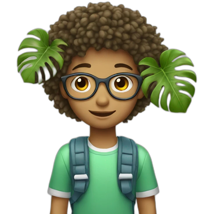 Young student with monstera deliciosa hair emoji