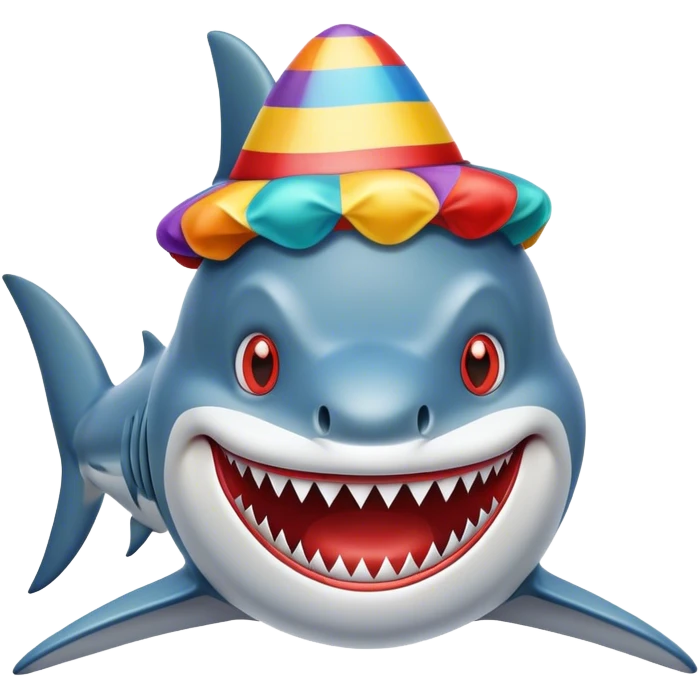 Shark with clown hat emoji