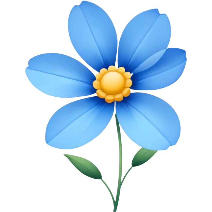 simple basic blue flower minimal details emoji