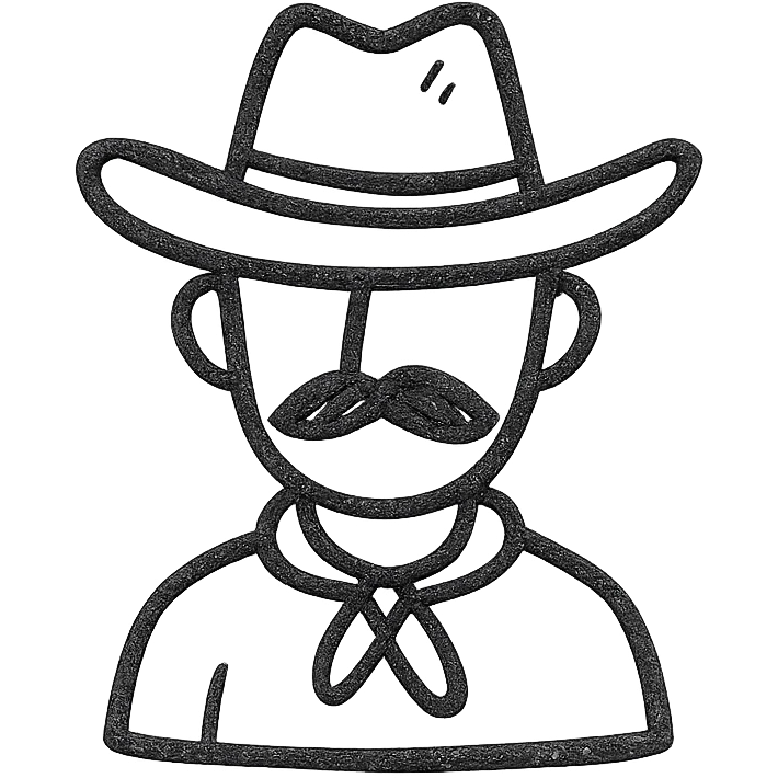 minimal sketchy cowboy, hand drawn black outline emoji