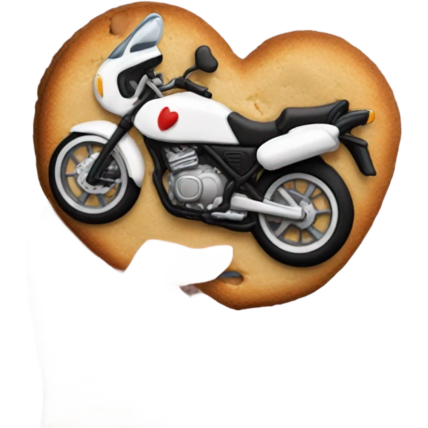 cookie heart with black motorbike  emoji