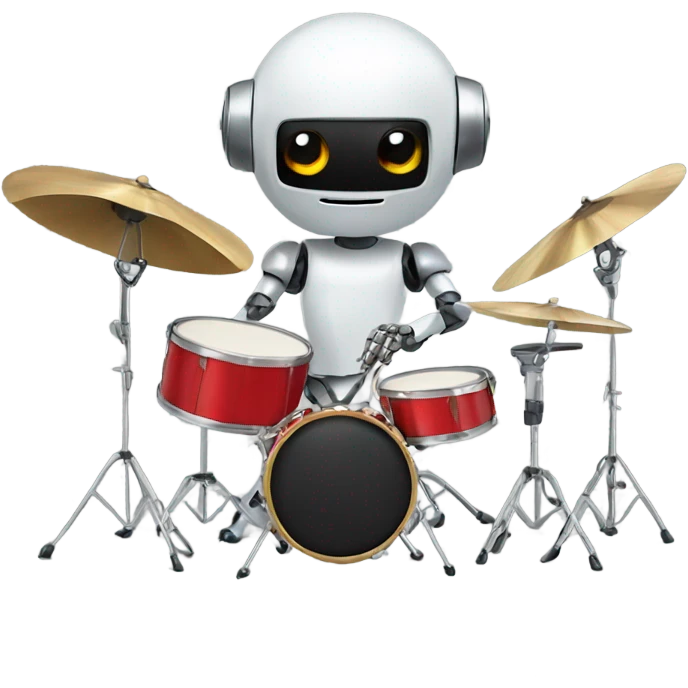 cute robot plays the drum set emoji