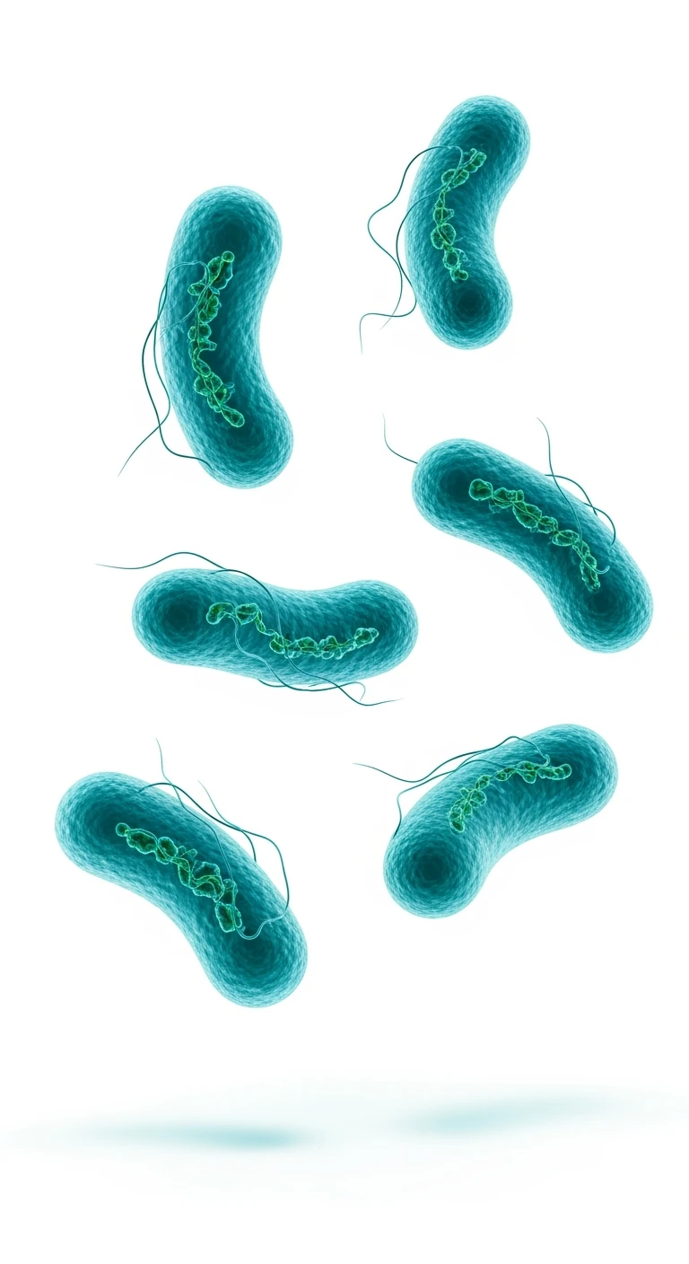 6 BATTERI INTESTINALI TURCHESI FLUTTUANO IN ARIA IN 4K, SFONDO BIANCO emoji