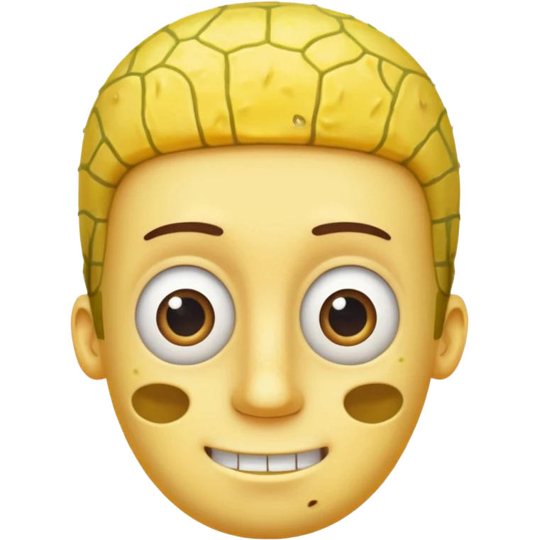 garoto com rosto oval e levemente definido que é metade bob esponja emoji