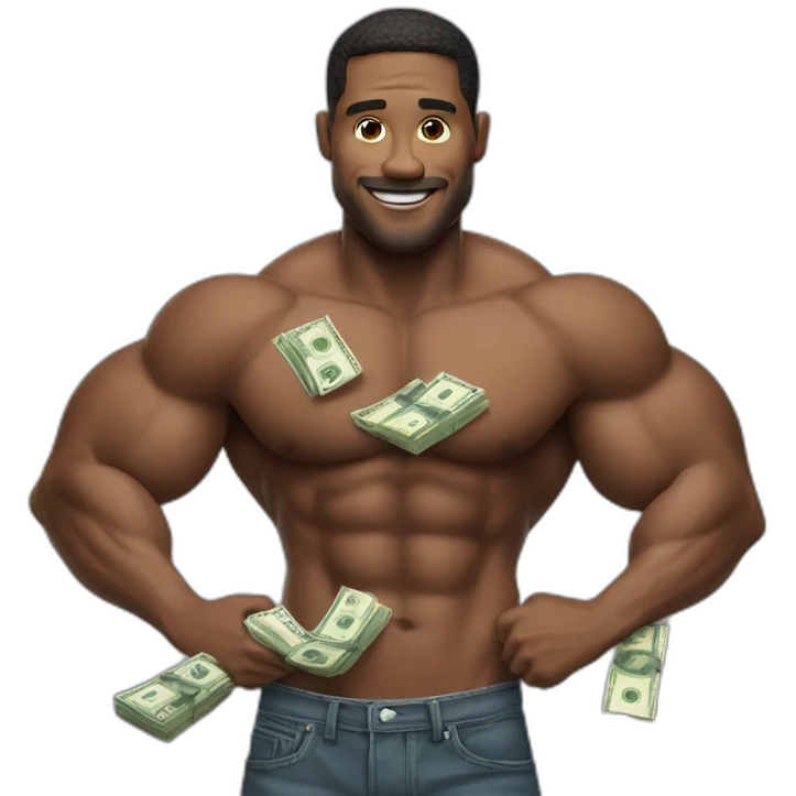 Man flexing money emoji