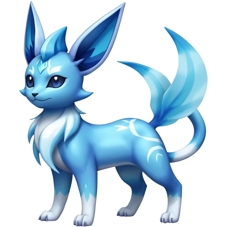 Shiny Cool Glaceon-Vaporeon-Espeon-Fakemon-hybrid-fusion- full body emoji