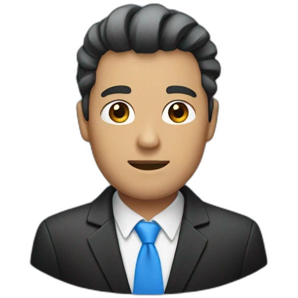 people with two block hairstyle, using black blazer with blue shirt emoji