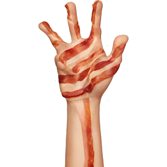hands up with bacon emoji
