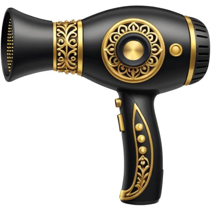 black blow dryer covered in jewelry emoji
