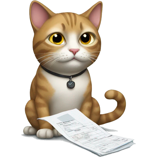 Cat doing taxes emoji
