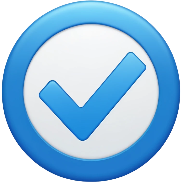 Un circulo celeste con una palomita blanca dentro un check  mas xeleate chillante emoji