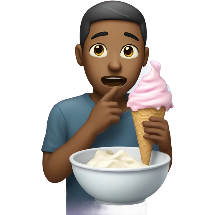 Crying eating ice cream emoji