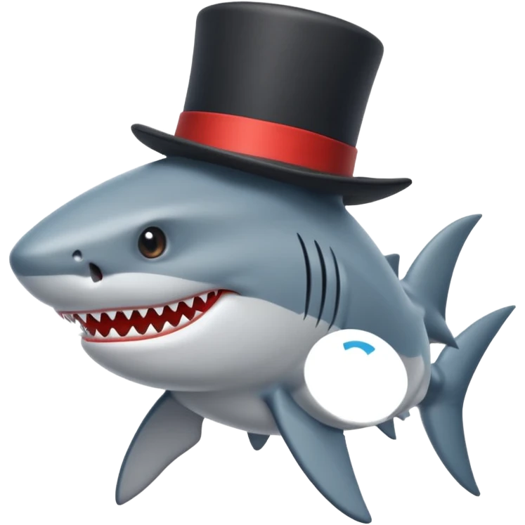 Shark with a top hat emoji