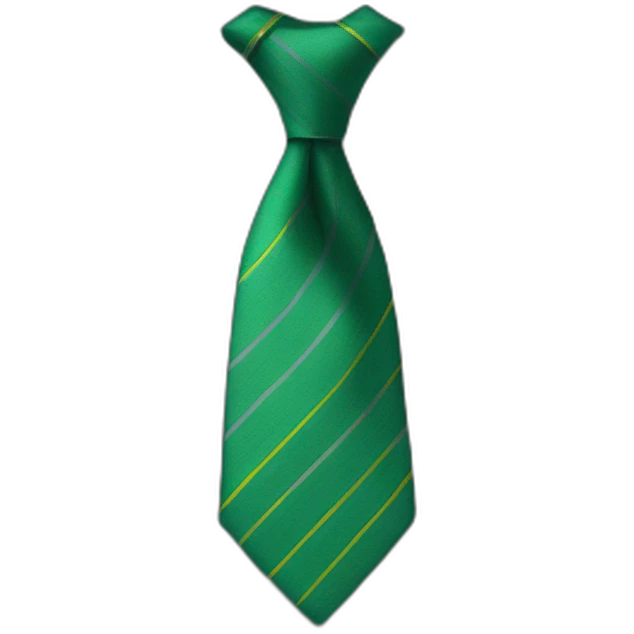 Green tie with grey and yellow lines emoji