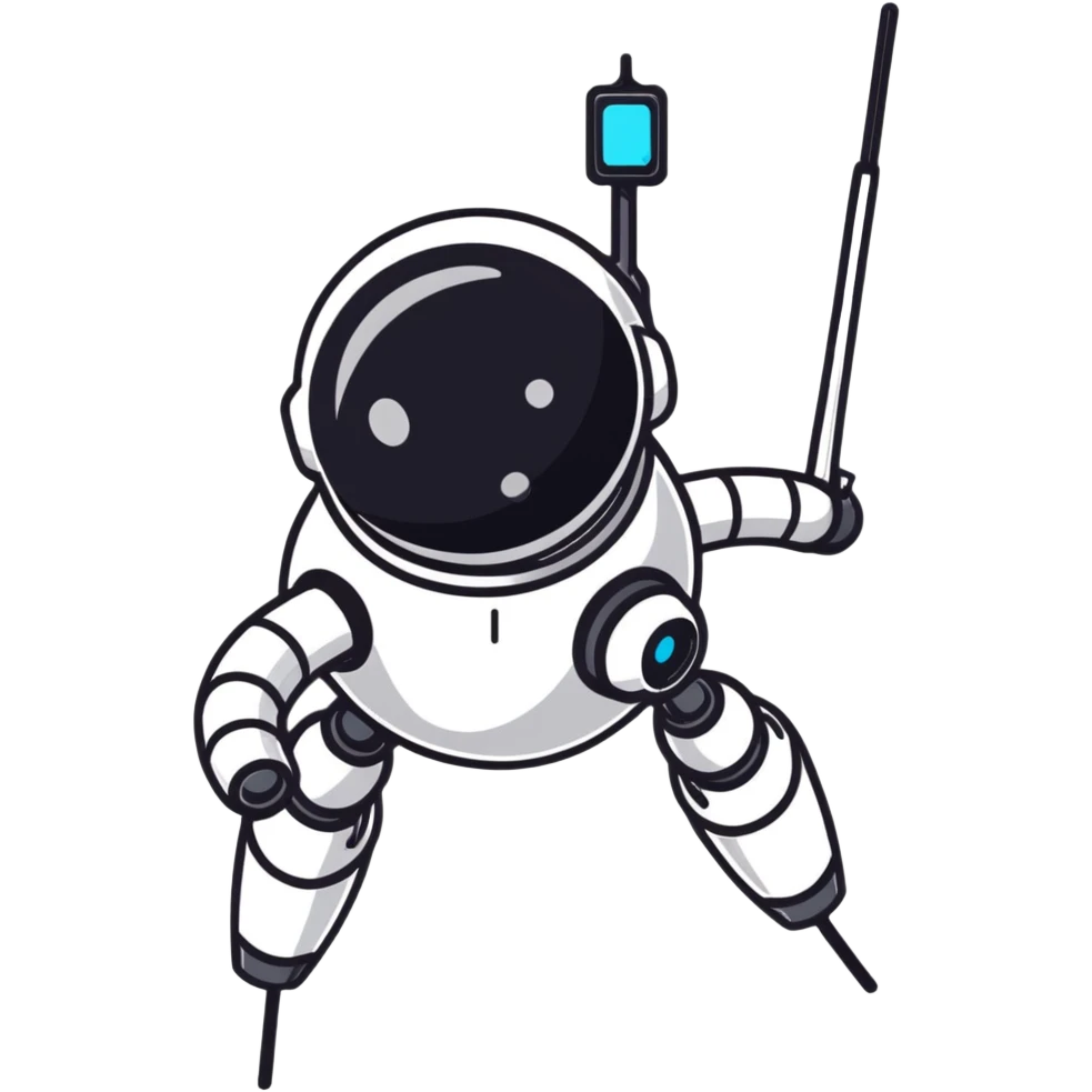 Tall surveillance robot with rotating sensor dome and floating limbs emoji