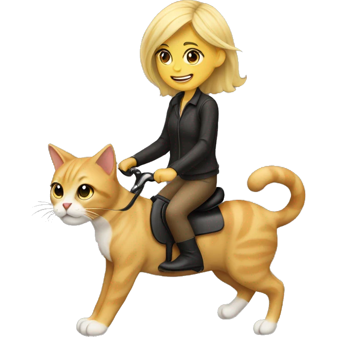 Blonde haired girl riding a cat emoji