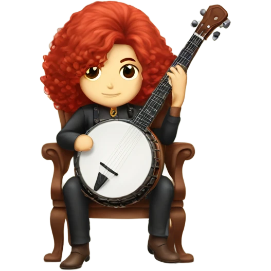 Vivaldi Red haired wig chibi sitting chair banjo emoji
