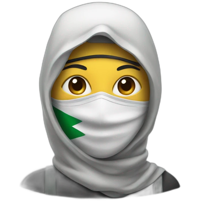 A masked person wearing a Palestinian mask emoji