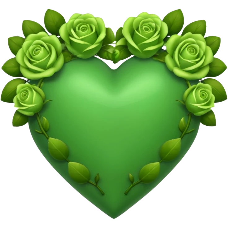 Green Heart with green roses  emoji