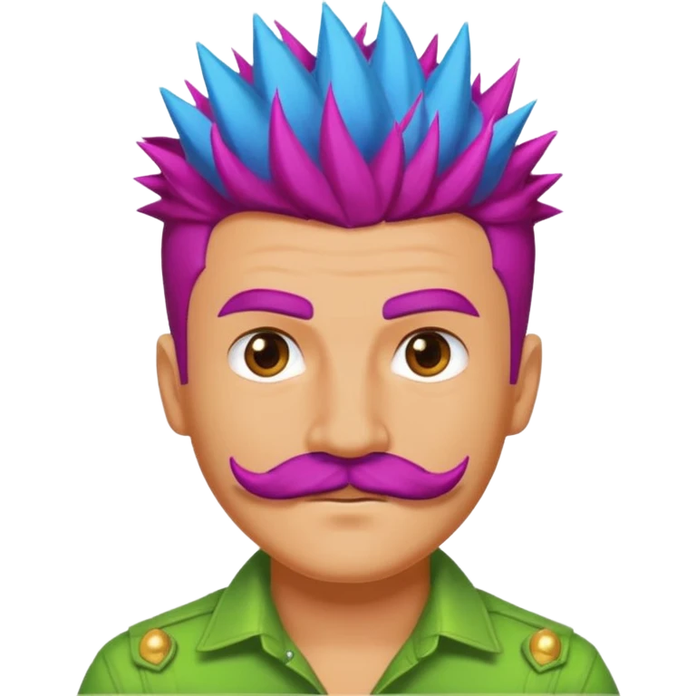 spiky colored haired mustached man emoji